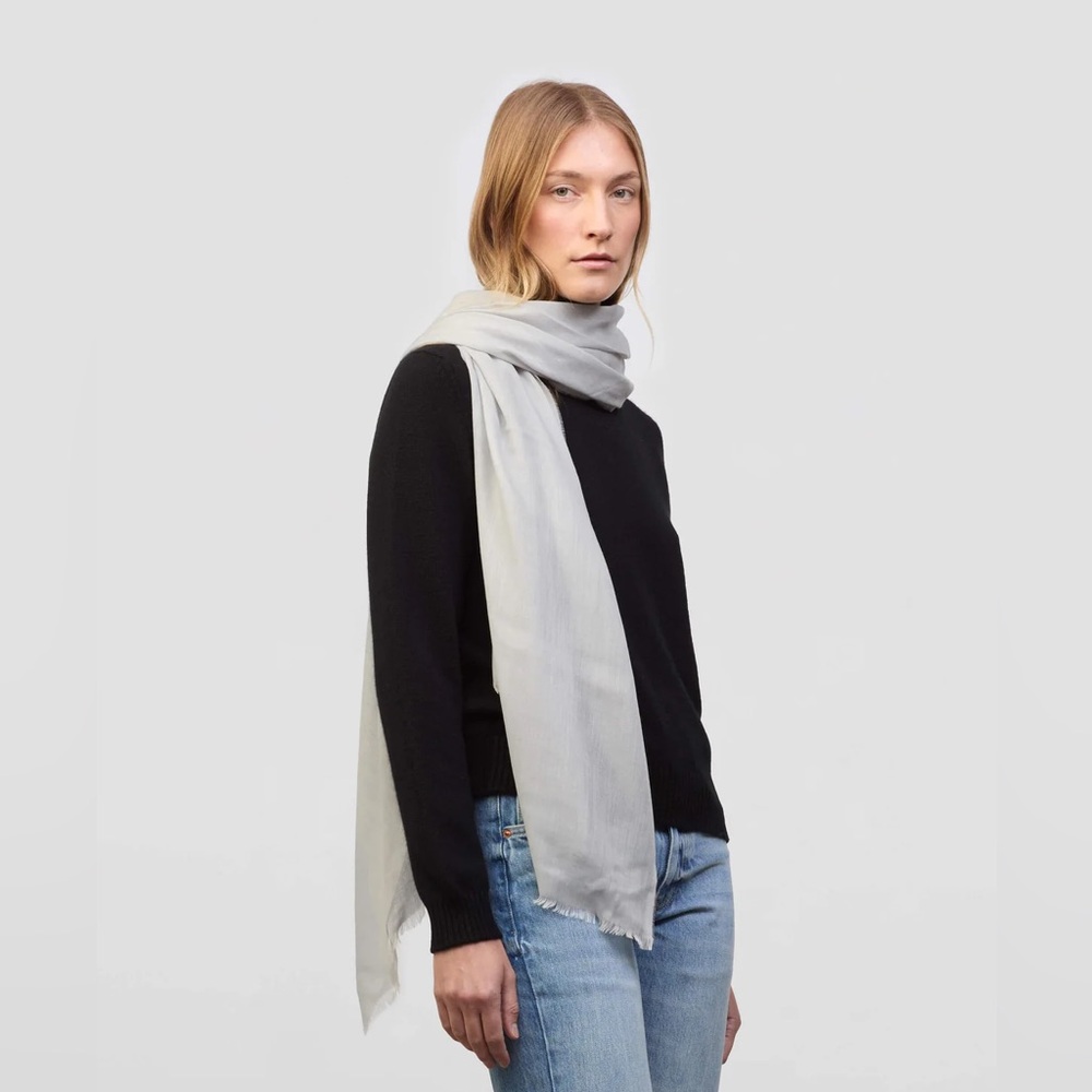 Begg x Co Wispy Solid Superfine Cashmere Scarf in Dove Grey w/ Gift Box